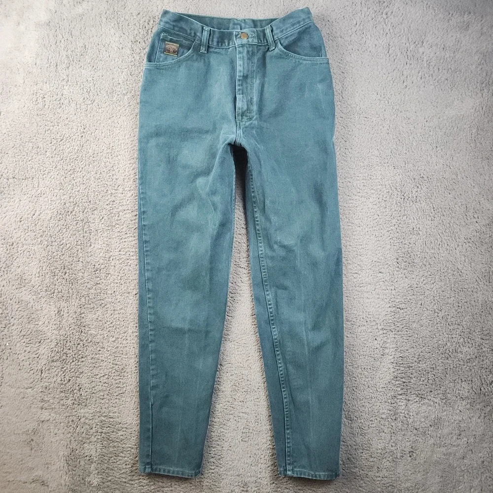 Wrangler Mom Jeans Womens 10 Teal High Rise Tapered Leg Vintage 90s Denim Pants